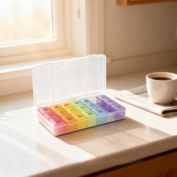 Pill Box 7 Day Weekly Medicine Organizer Daily Planner Portable Travel Container Holder for Vitamin and Supplement Moisture-Proof Compartments Case for Pocket Purse Easy to Use BPA Free (21 Grid)