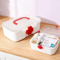 Medical Box, 1 Piece, Indoor Outdoor Medical Utility, Medicine Storage Box, Detachable Tray Medical Box Multi Purpose Regular Medicine, First Aid Box with Handle & Transparent Lid