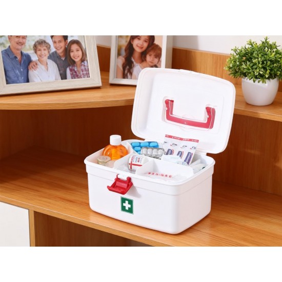 Medical Storage Box with Detachable Tray & Handle
