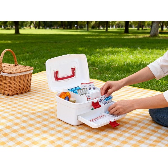 Medical Storage Box with Detachable Tray & Handle