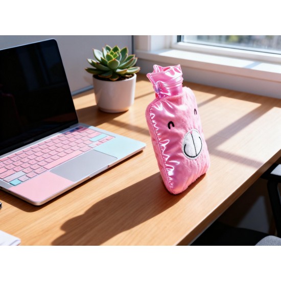 Pink Hot Water Bag with Cover – Relief for Neck, Shoulders & Cramps