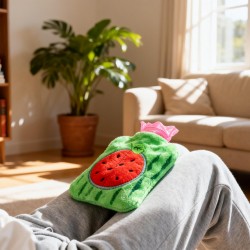Watermelon Small Hot Water Bag with Cover – Pain Relief Warmer