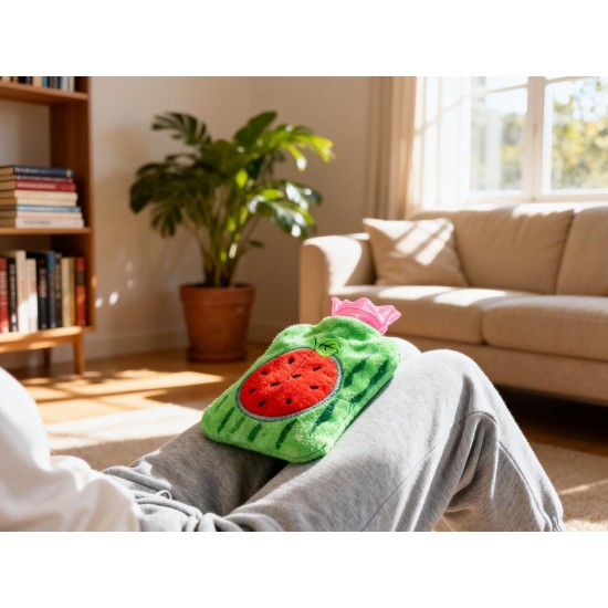 Watermelon Small Hot Water Bag with Cover – Pain Relief Warmer