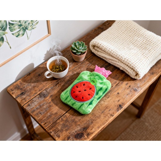 Watermelon Small Hot Water Bag with Cover – Pain Relief Warmer