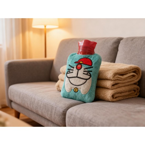 Doremon Cartoon Small Hot Water Bag with Cover for Pain Relief