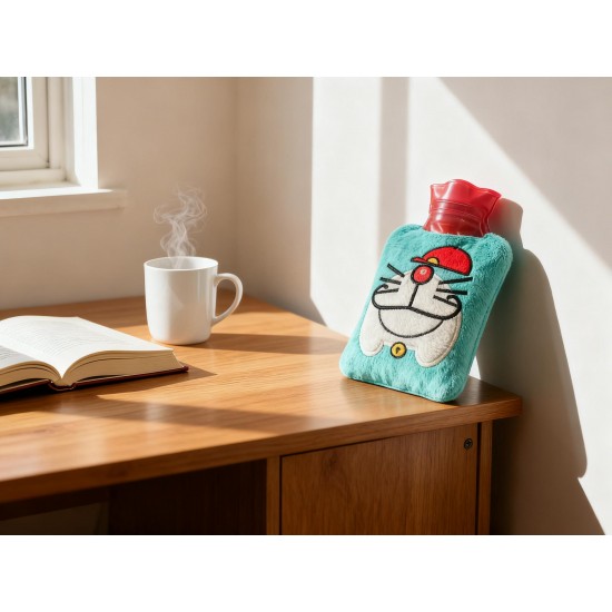 Doremon Cartoon Small Hot Water Bag with Cover for Pain Relief
