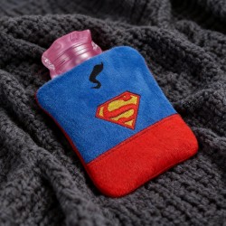 Superman Print Small Hot Water Bag with Cover for Pain Relief
