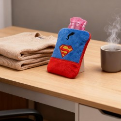 Superman Print Small Hot Water Bag with Cover for Pain Relief