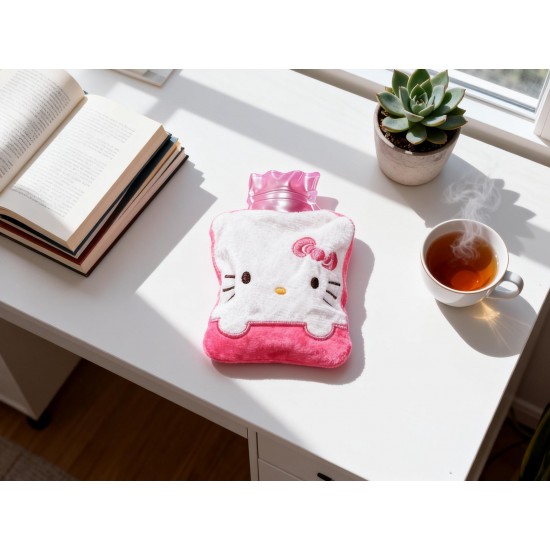 Pink Small Hot Water Bag with Cover for Pain Relief