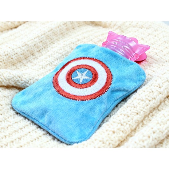 Captain America Print Small Hot Water Bag with Cover for Pain Relief