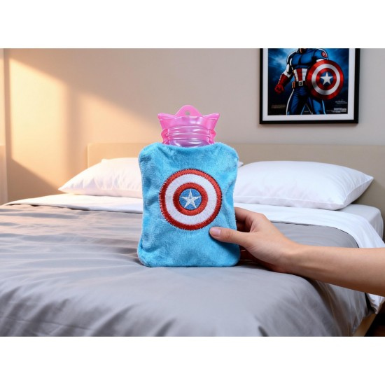 Captain America Print Small Hot Water Bag with Cover for Pain Relief