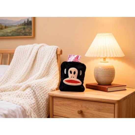 Black Small Hot Water Bag with Cover for Pain Relief