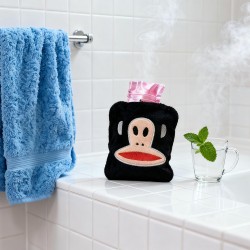 Black Small Hot Water Bag with Cover for Pain Relief