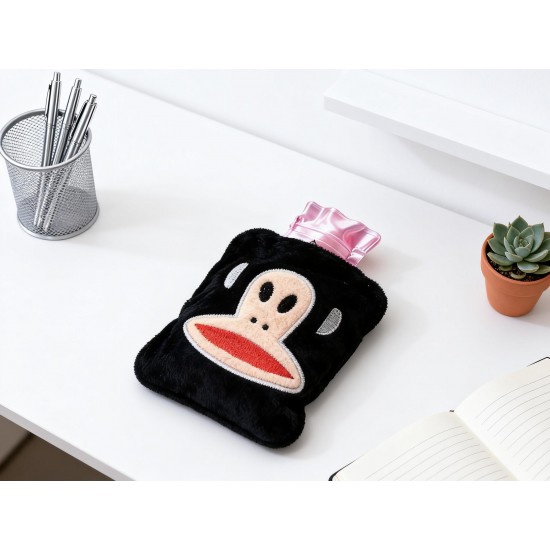 Black Small Hot Water Bag with Cover for Pain Relief