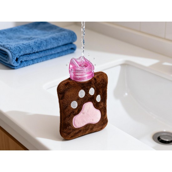 Paw Print Small Hot Water Bag with Cover for Pain Relief