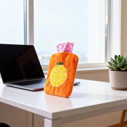 Orange small Hot Water Bag with Cover for Pain Relief, Neck, Shoulder Pain and Hand, Feet Warmer, Menstrual Cramps.