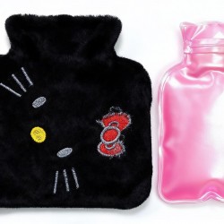 Black Small Hot Water Bag with Cover – Pain Relief & Warmer