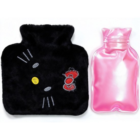 Black Small Hot Water Bag with Cover – Pain Relief & Warmer