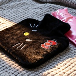 Black Small Hot Water Bag with Cover – Pain Relief & Warmer