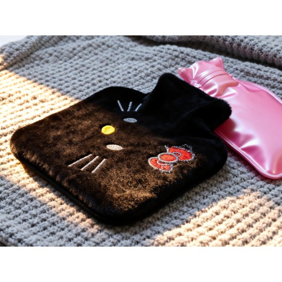 Black Small Hot Water Bag with Cover – Pain Relief & Warmer