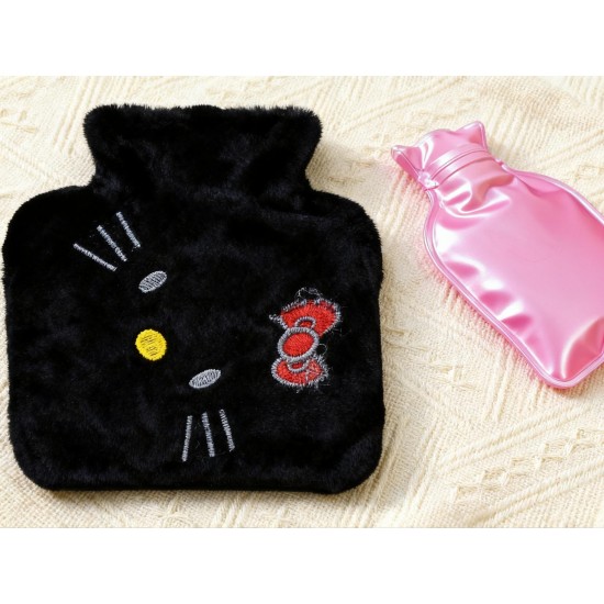 Black Small Hot Water Bag with Cover – Pain Relief & Warmer