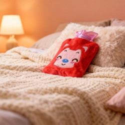 Pink Cat small Hot Water Bag with Cover for Pain Relief, Neck, Shoulder Pain and Hand, Feet Warmer, Menstrual Cramps.