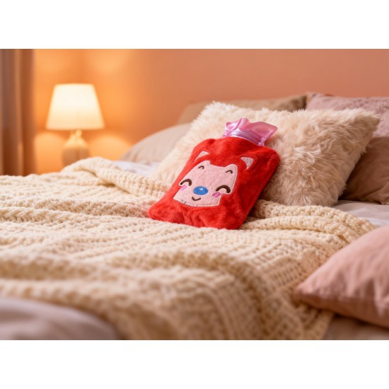 Pink Cat small Hot Water Bag with Cover for Pain Relief, Neck, Shoulder Pain and Hand, Feet Warmer, Menstrual Cramps.