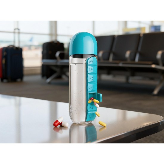 Multi-Use Pill & Water Bottle for Travel (600 Ml, Mix Color)
