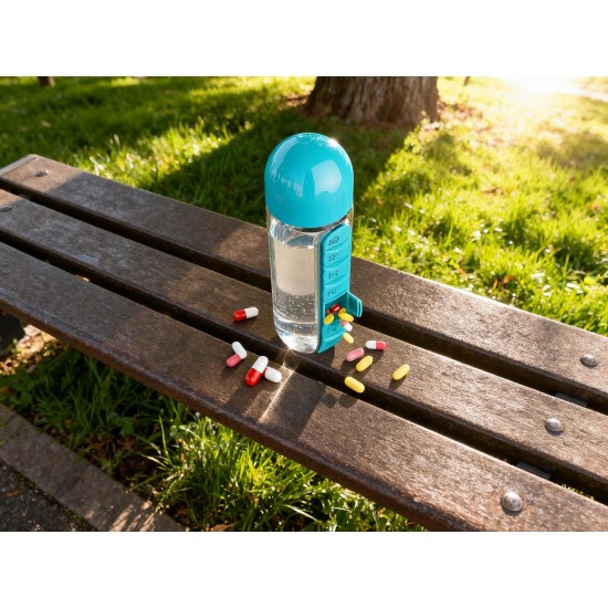 Multi-Use Pill & Water Bottle for Travel (600 Ml, Mix Color)