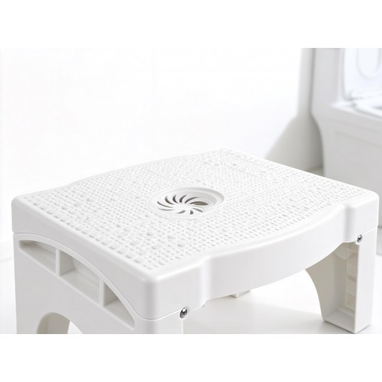 Plastic Non-Slip Folding Toilet Squat Stool - White Color