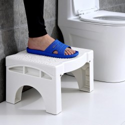 Plastic Non-Slip Folding Toilet Squat Stool - White Color