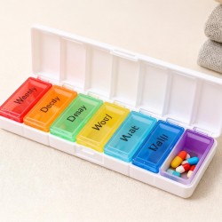 Weekly 7 Day Rainbow Color Pill Organizer Box