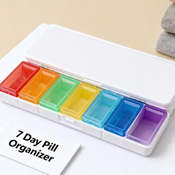 Weekly 7 Day Rainbow Color Pill Organizer Box
