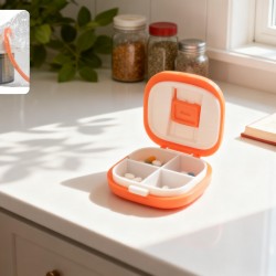 Plastic 4 Section Pill Box Organizer (1 Pc / Mix Color)