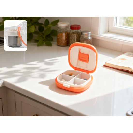 Plastic 4 Section Pill Box Organizer (1 Pc / Mix Color)