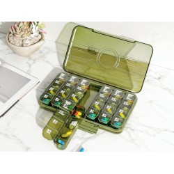Portable Weekly Pill Box Organiser Daily Pill Keeper 21 Grid Container (1 Pc)