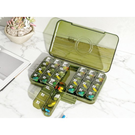 Portable Weekly Pill Box Organiser Daily Pill Keeper 21 Grid Container (1 Pc)