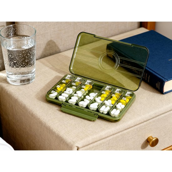 Portable Weekly Pill Box Organiser Daily Pill Keeper 21 Grid Container (1 Pc)