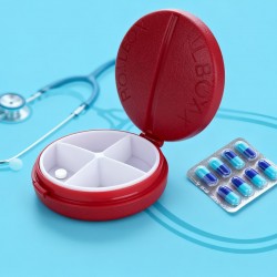 Portable Round Shape 4 Compartments Pill Box (1 Pc)