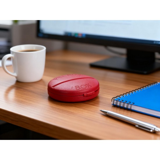 Portable Round Shape 4 Compartments Pill Box (1 Pc)