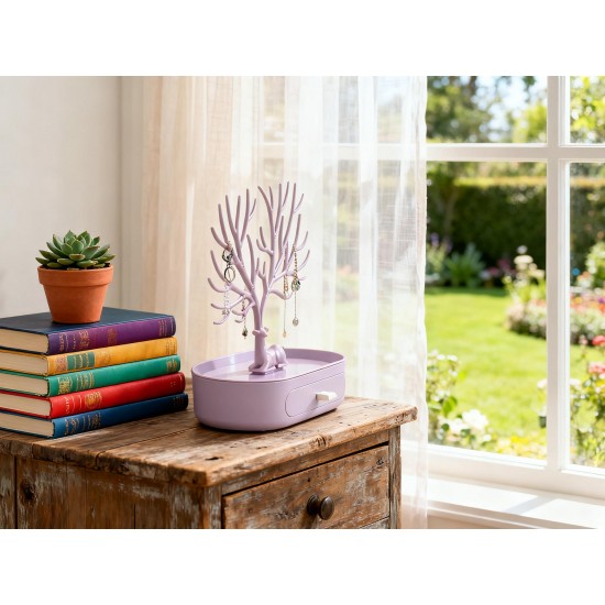 Plastic Jeweller Organizer Earring Holder and Necklace Rack With Drawer (1 Pc)