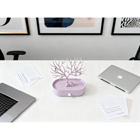 Plastic Jeweller Organizer Earring Holder and Necklace Rack With Drawer (1 Pc)