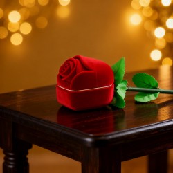 Artificial Rose Flower Shaped Jewelry Ring Box (1 Pc)