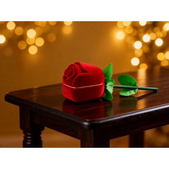 Artificial Rose Flower Shaped Jewelry Ring Box (1 Pc)