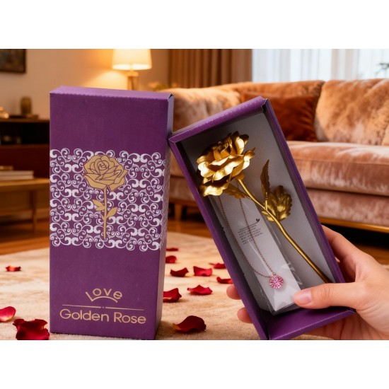 Golden Rose & Necklace Set Perfect Gift Set