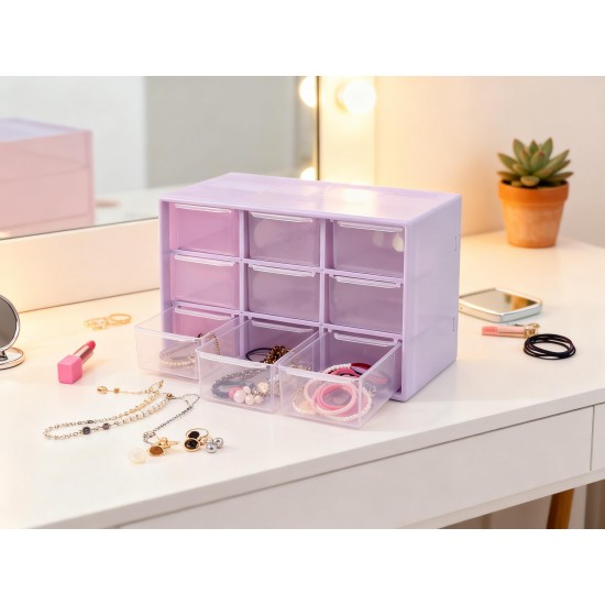 Plastic Compact Drawer Organizer for Jewellery (9 Compartment)