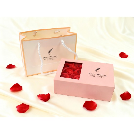 Jewellery Gift Box with Lids & Roses Packaging Box with 6 Roses (1 Set)