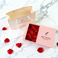 Jewellery Gift Box with Lids & Roses Packaging Box with 6 Roses (1 Set)