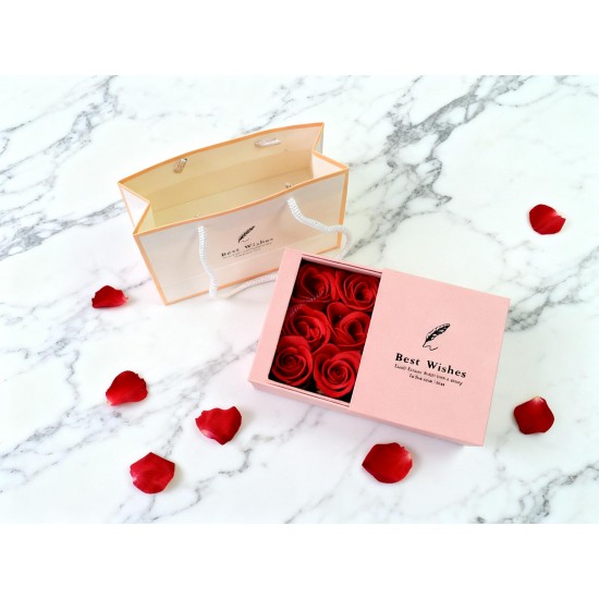 Jewellery Gift Box with Lids & Roses Packaging Box with 6 Roses (1 Set)