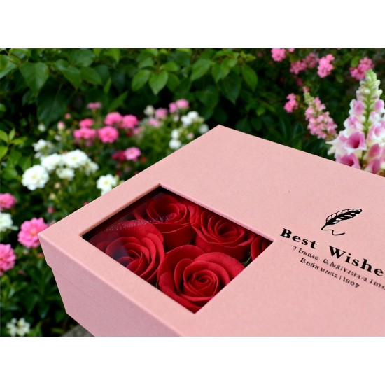 Jewellery Gift Box with Lids & Roses Packaging Box with 6 Roses (1 Set)